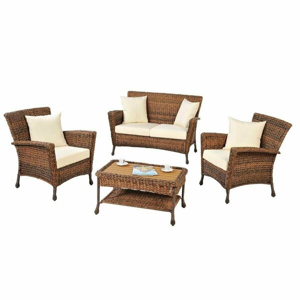 Bold Fontier Outdoor Faux Sea Grass Garden Patio Furniture Set with Table BO4234065